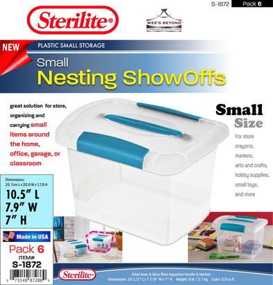 #S-1872 Sterilite Plastic Small Nesting ShowOffs (case pack 6 pcs)