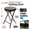 #1205 Cushion Top Folding Stool - Black (Case pack 6 pcs)