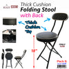 #1209 Thick Cushion Stool with Back - Black (Case pack 6 pcs)