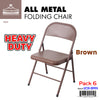 #1231-BRN All Metal Heavy Duty Chair- Brown (Case pack 6 pcs)