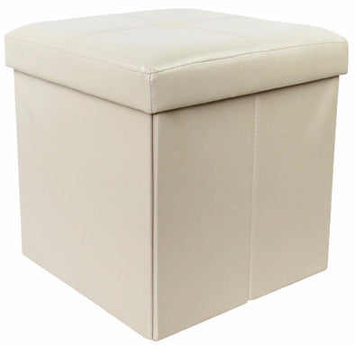 #1532-PIV Collapsible 15" Storage Ottoman - Ivory (case pack 4 pcs)