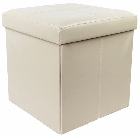 #1532-PIV Collapsible 15" Storage Ottoman - Ivory (case pack 4 pcs)