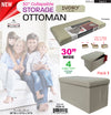 #1539-I2 Collapsible 30" Storage Ottoman - Ivory (case pack 1 pc)