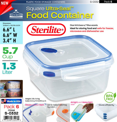 #S-0332 Sterilite Plastic Ultra¥Sealª 5.7 Cup Square (case pack 6 pcs)