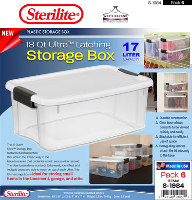 #S-1984 Sterilite Plastic 18 Qt Ultra Latching Storage Box (case pack 6 pcs)