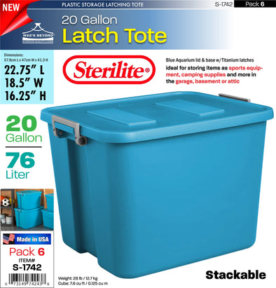 #S-1742 Sterilite Plastic 20 Gallon Latch Tote (case pack 6 pcs)