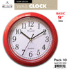 #2811 Wee's Beyond 9" Basic Decorative Red Wall Clock (case pack 10 pcs)