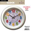 #2812-WHT Wee's Beyond 12" Colorful Decorative White Wall Clock (case pack 6 pcs)