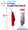 #3521-WHT Coat & Hat Stand Rack - White (case pack 6 pcs)