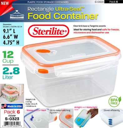 #S-0323 Sterilite Plastic Ultra¥Sealª 12.0 Cup Rectangle (case pack 6 pcs)