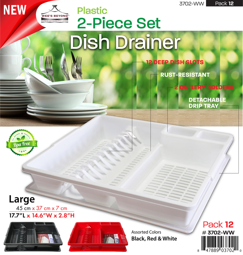 Sterilite 2 Piece Sink Dish Drainer Set Plastic Red, 6 Pack 