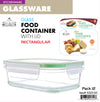 #5322-GC Glass Rectangle Food Container w/Lid (case pack 6 pcs)