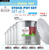#6672 Aluminum Stock Pot Set of 5 with Steamer (case pack 1 set)