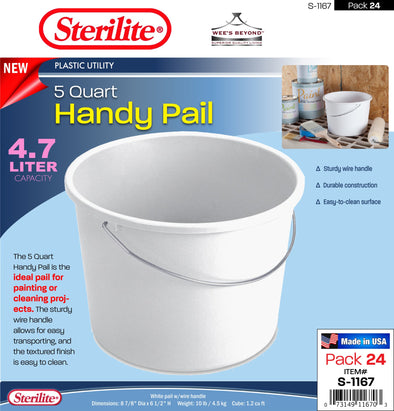 #S-1167 Sterilite Plastic 5 Quart Handy Pail (case pack 24 pcs)