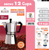 #7526-12 Brew-Fresh Aluminum Espresso Maker Extra Large 12-cup (case pack 12 pcs)