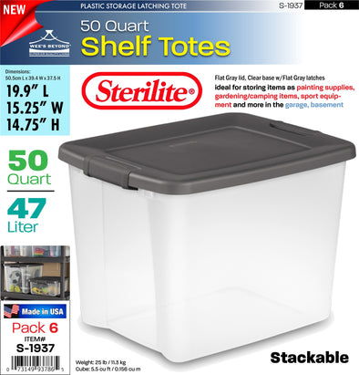 #S-1937 Sterilite Plastic 50 Quart ShelfTotes Box (case pack 6 pcs)