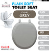 #B260-GRY-KY06X Plain Soft Toilet Seat - Grey (case pack 6 pcs)