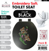 #B261-BLK-T12 Embroidery Soft Toilet Seat - Black (case pack 6 pcs)
