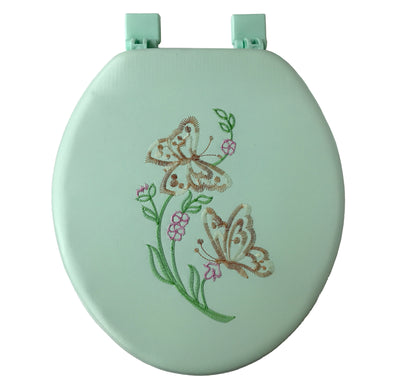 #B261-LGR-T16 Embroidery Soft Toilet Seat - Light Green (case pack 6 pcs)