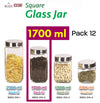 #B952-014-2 Square Glass Jar 1700 ml/ 58 oz (case pack 12 pcs)