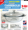 (#L-2QTCASS) Oven to Table Tempered Glass 2 Qt Casserole with Lid (case pack 6 pcs)