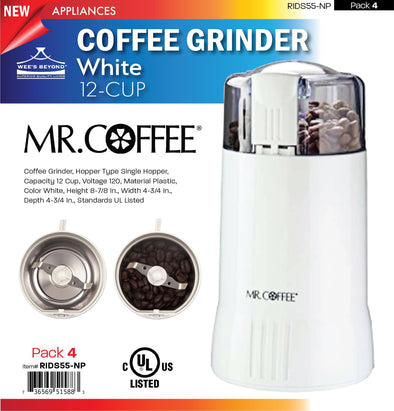 #RIDS55-NP Mr. Coffee 12-cup White Coffee Grinder (case pack 4 pcs)