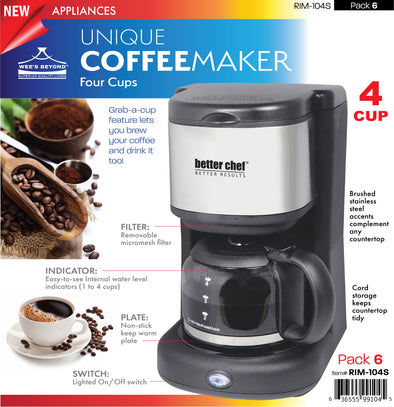 #RIM-104S Unique 4-cup Coffee Maker (case pack 6 pcs)