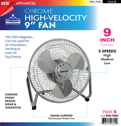 #RIM-709V Chrome High Velocity 9" Fan (case pack 6 pcs)
