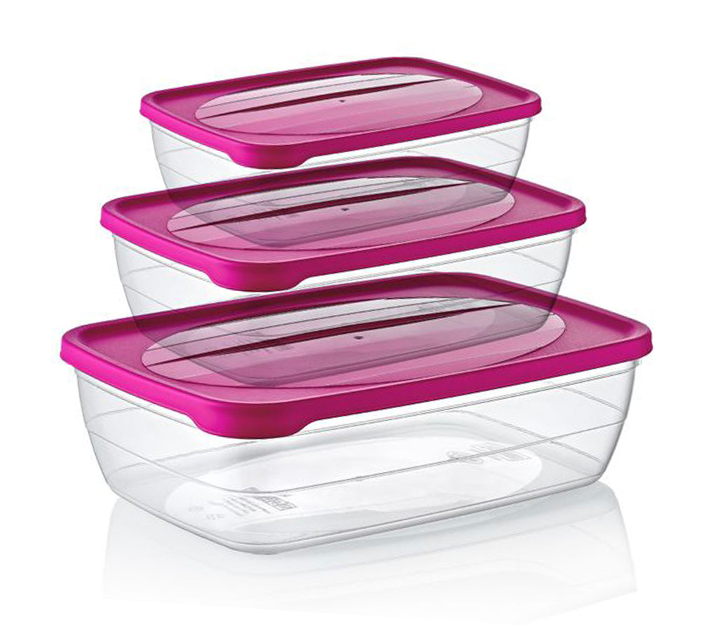 #W02-1383 Smart 3-Divided Food Storage Box 3 pcs Pack (case pack 12 pcs) 