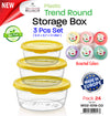 #W02-1019-CO Trend 3-pc Round Storage Box Asst Color (case pack 24 pcs)