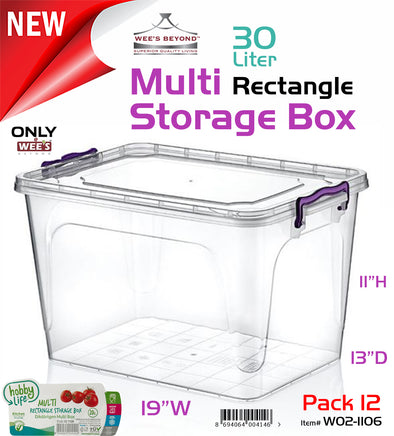 #W02-1106-30LT Multi Rectangle 30 LT Deep Storage Box (case pack 12 pcs)