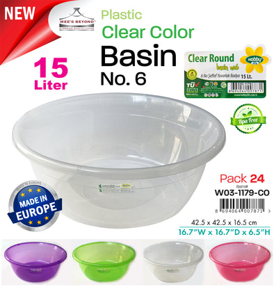 #W03-1179-CO Clear Color Basin 15 Lt (case pack 24 pcs)