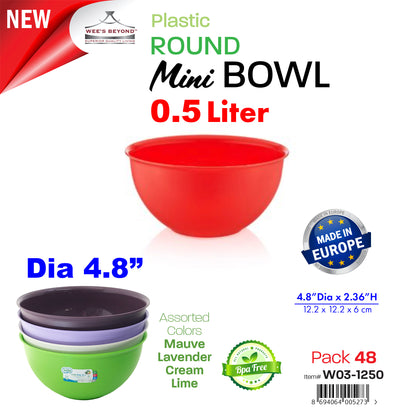 #W03-1250 Round Mini Bowl 0.5 Lt (case pack 48 pcs)
