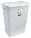 #W08-1075-WH.WHT Lace Style Laundry Hamper 57 Liters - White White (case pack 2 pcs)