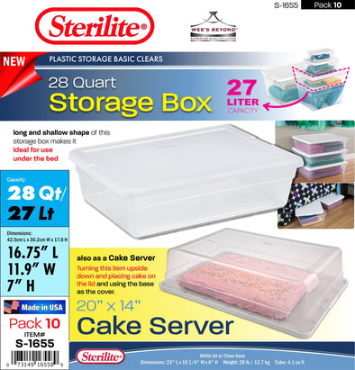 #S-1655 Sterilite Plastic 28 Quart Storage Box (case pack 10 pcs)