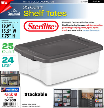 #S-1936 Sterilite Plastic 25 Quart ShelfTotes (case pack 6 pcs)