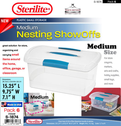 #S-1874 Sterilite Plastic Medium Nesting ShowOffs (case pack 6 pcs)