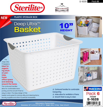 #S-1628 Sterilite Plastic Deep Ultra Basket (case pack 6 pcs)
