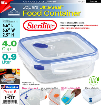 #S-0331 Sterilite Plastic Ultra¥Sealª 4.0 Cup Square (case pack 6 pcs)