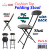 #1206 Cushion Top Folding Stool with Back - Black (Case pack 6 pcs)