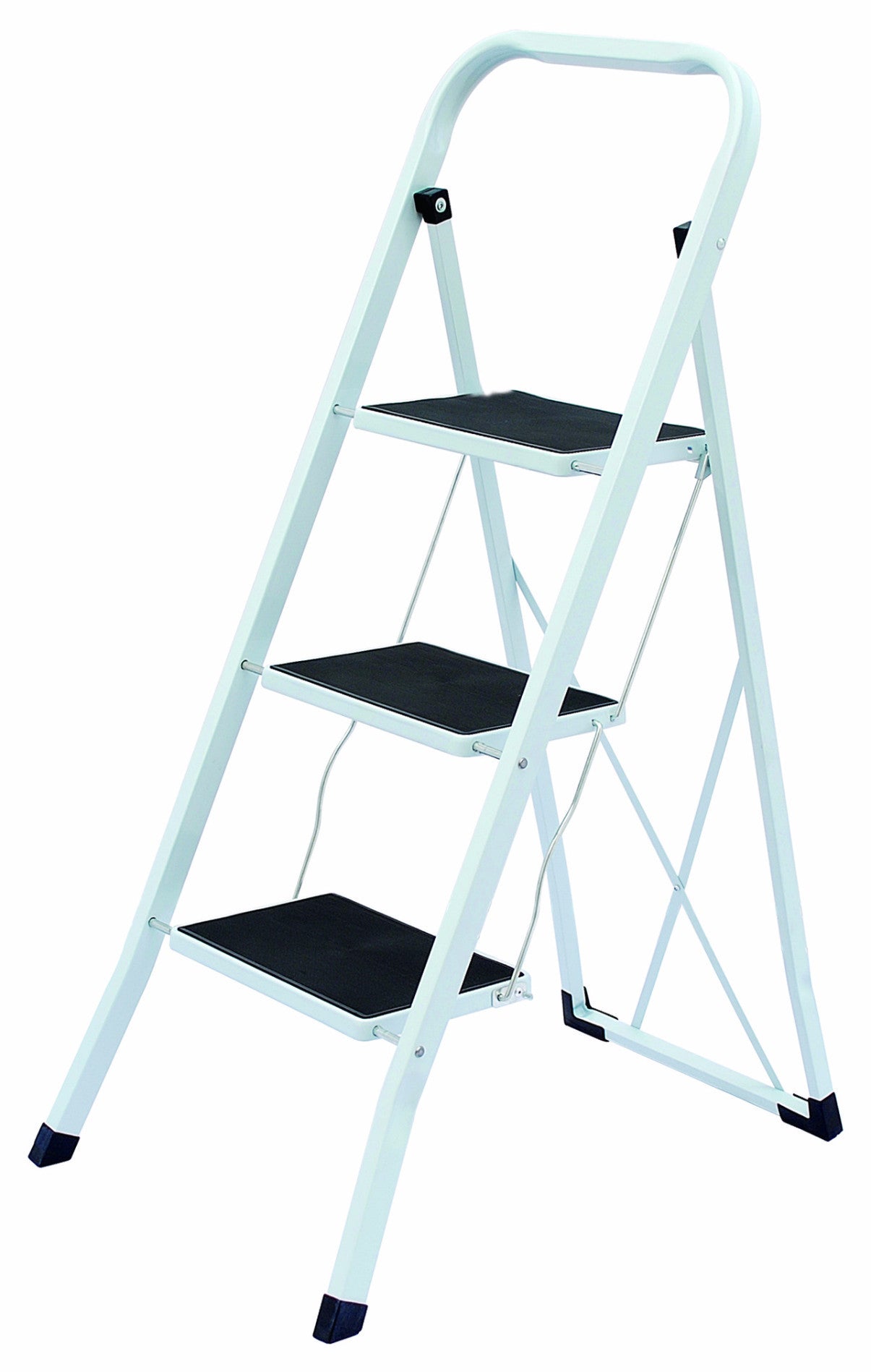 Urackify 3-traps Opvouwbare Stoelladder – Stevig Staal, Safe-Lock Ontwerp, Antislip Treden, 150 Kg Draagvermogen, 3 Inch Plat Opgevouwen