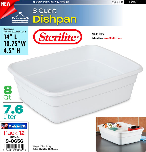 #S-0656 Sterilite Plastic 8 Quart Dishpan (case pack 12 pcs)
