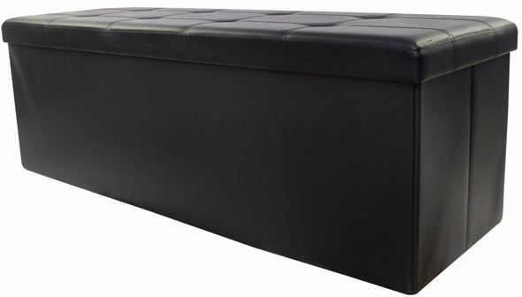 #1540-KB3 Collapsible 45" Storage Ottoman - Black (case pack 1 pc)