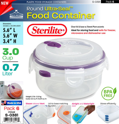 #S-0381 Sterilite Plastic Ultra¥Sealª 3.0 Cup Round (case pack 6 pcs)