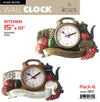 #2801 Kitchen Wall Clock - Assorted Styles Antique & Tan (case pack 6 pcs)