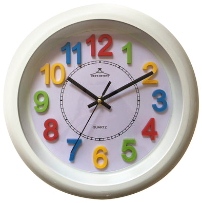 #2812-WHT Wee's Beyond 12" Colorful Decorative White Wall Clock (case pack 6 pcs)