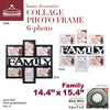 #2896-BLK Family Collage 6-Photo Frame Assorted Colors (case pack 8 pcs)