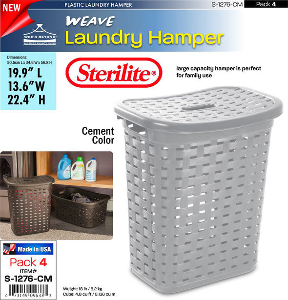 #S-1276-CM Sterilite Plastic Weave Laundry Basket- Cement (case pack 4 pcs)