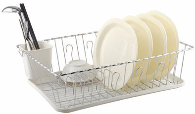 #3701-WHT Large Dish Drainer Set of 3-piece - White (case pack 6 pcs)