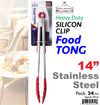 #5914  Stainless Steel 14" Silicon Clip Food Tong (case pack 24 pcs/ master carton 96 pcs)